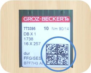 DataMatriz de agujas para maquina de coser y bordar. Como leer el empaque. Somos distribuidores GrozBeckert, Neetex, Yantex, Schmetz y otros suministros para la industria textil.