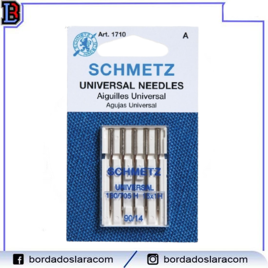 Agujas Schmetz UNIVERSAL 90/14 alemanas para máquinas de coser y bordar domésticas o caseras